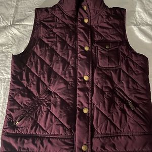 Ralph Lauren Women's Burgundy Zip Snap Quilted Vest Size Petite Medium
